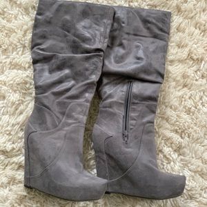 Jessica Simpson Nya Slouch Wedge Boots Gray